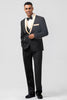 Load image into Gallery viewer, Black 3 Pieces Champagne Shawl Lapel One Button Men&#39;s Prom Suits