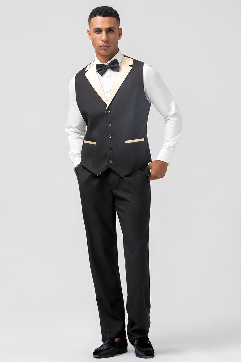 Load image into Gallery viewer, Black 3 Pieces Champagne Shawl Lapel One Button Men&#39;s Prom Suits