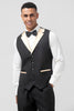 Load image into Gallery viewer, Black 3 Pieces Champagne Shawl Lapel One Button Men&#39;s Prom Suits