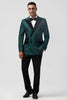 Load image into Gallery viewer, Dark Green 2 Pieces Peak Lapel Jacquard Men&#39;s Prom Suits