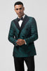 Load image into Gallery viewer, Dark Green 2 Pieces Peak Lapel Jacquard Men&#39;s Prom Suits