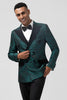 Load image into Gallery viewer, Dark Green 2 Pieces Peak Lapel Jacquard Men&#39;s Prom Suits