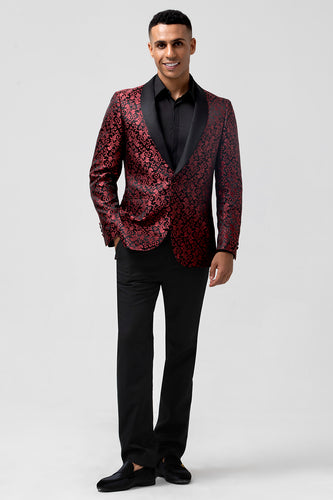 Red 2 Pieces Jacquard Men's Wedding Suits