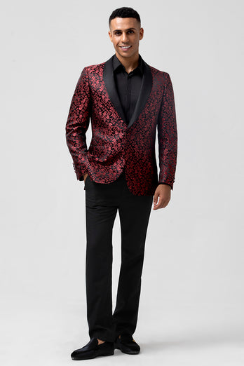 Red 2 Pieces Jacquard Men's Wedding Suits