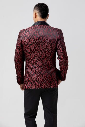 Red 2 Pieces Jacquard Men's Wedding Suits