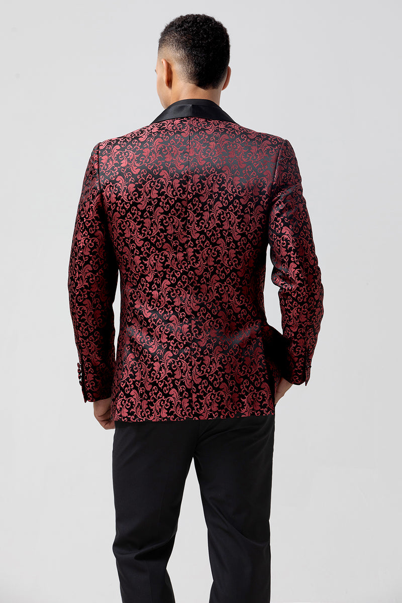 Load image into Gallery viewer, Red 2 Pieces Jacquard Men&#39;s Wedding Suits