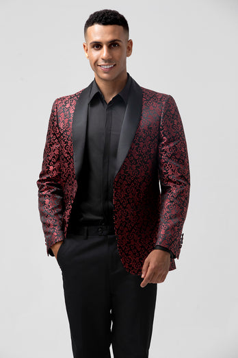 Red 2 Pieces Jacquard Men's Wedding Suits