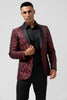 Load image into Gallery viewer, Red 2 Pieces Jacquard Men&#39;s Wedding Suits