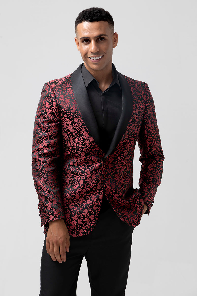 Load image into Gallery viewer, Red 2 Pieces Jacquard Men&#39;s Wedding Suits