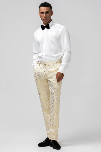 Glitter White Jacquard 2 Piece Men Suits with Belt