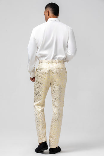 Glitter White Jacquard 2 Piece Men Suits with Belt