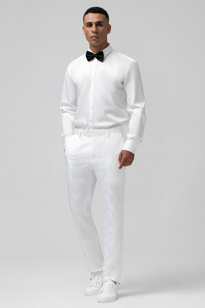 Load image into Gallery viewer, White Peak Lapel Jacquard 2 Piece Men&#39;s Suits