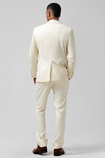 White Pinstriped 2 Piece Men Suits