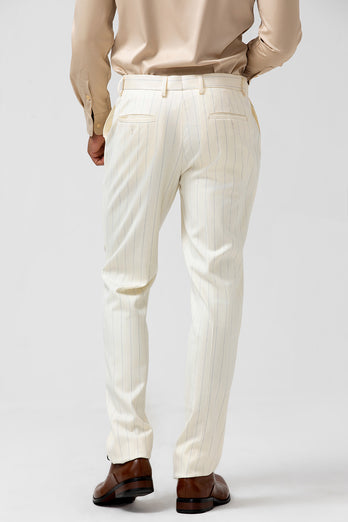 White Pinstriped 2 Piece Men's Wedding Suits