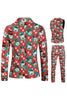 Load image into Gallery viewer, Notched Lapel One Button Santa Claus Printed Red Men&#39;s Suits