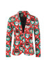 Load image into Gallery viewer, Notched Lapel One Button Santa Claus Printed Red Men&#39;s Suits