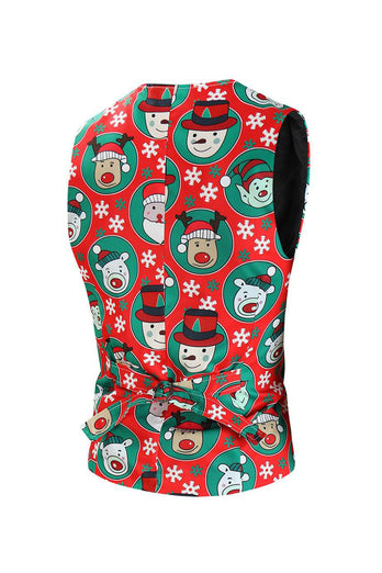 Notched Lapel One Button Santa Claus Printed Red Men's Suits