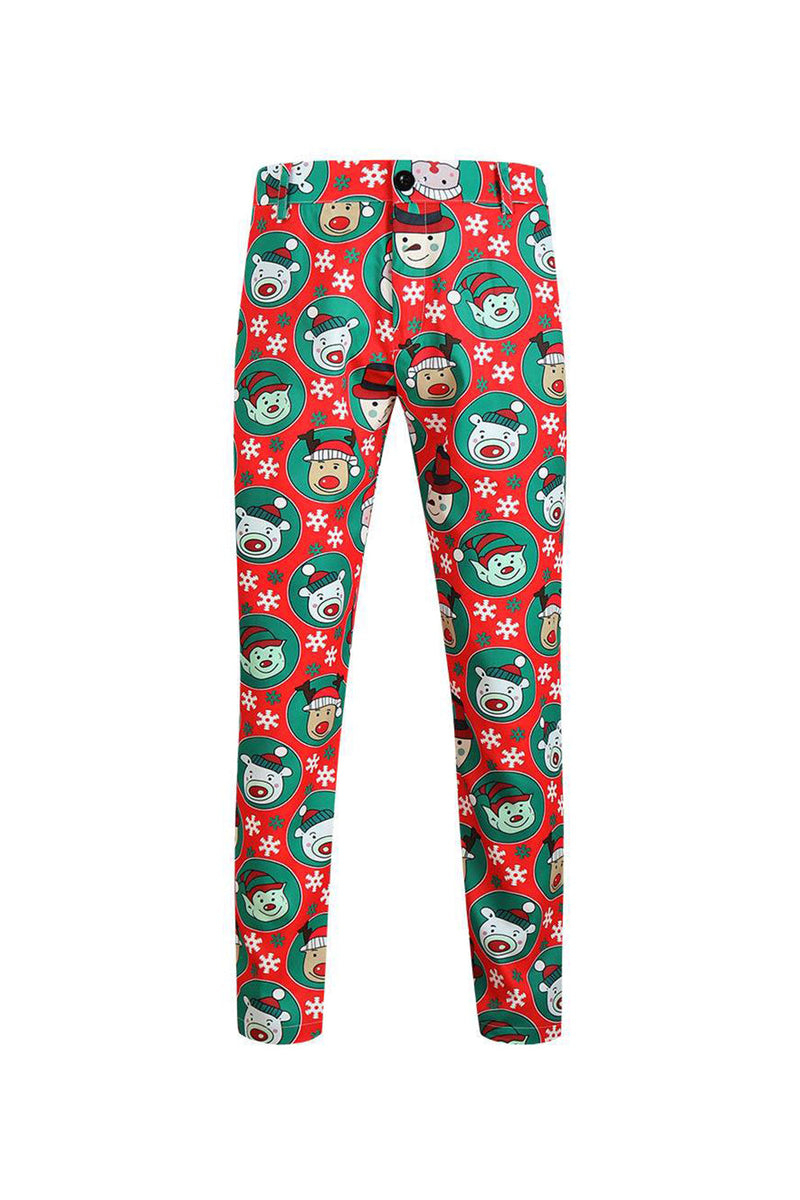 Load image into Gallery viewer, Notched Lapel One Button Santa Claus Printed Red Men&#39;s Suits