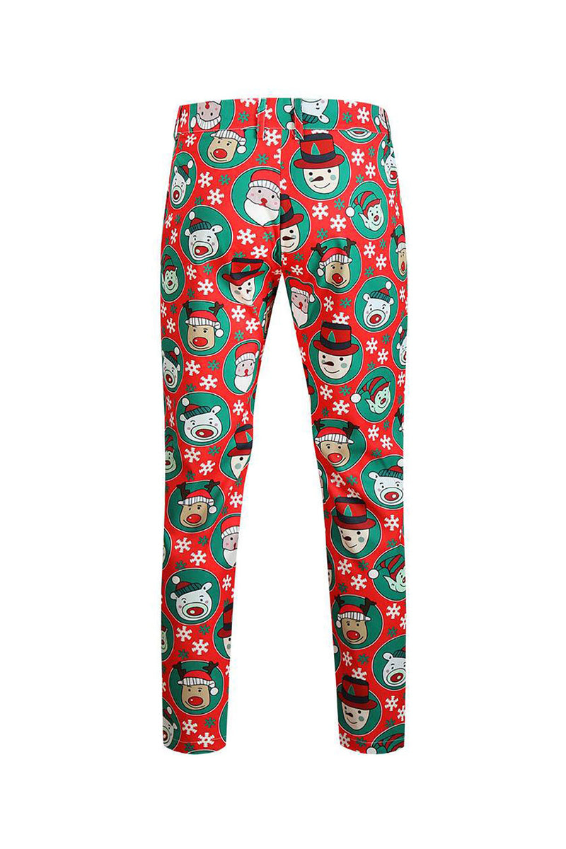 Load image into Gallery viewer, Notched Lapel One Button Santa Claus Printed Red Men&#39;s Suits