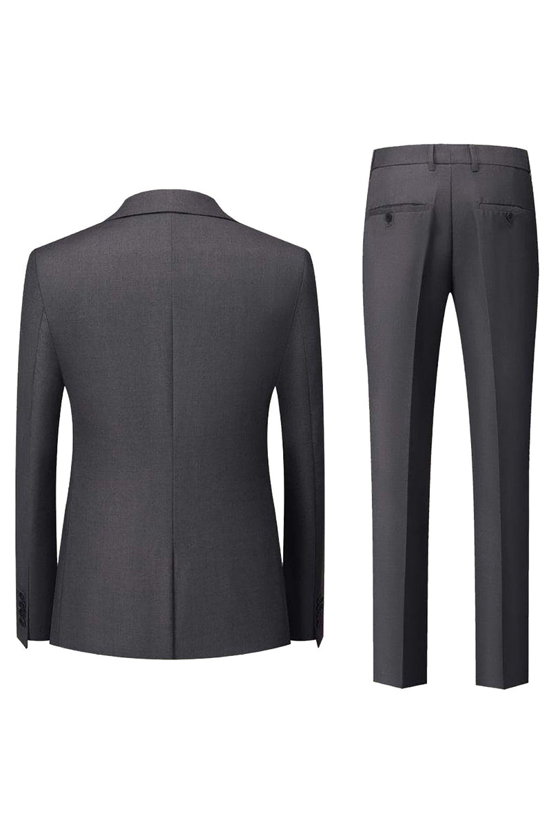 Load image into Gallery viewer, Black Grey 3 Piece Peak Lapel One Button Men&#39;s Suits