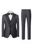 Load image into Gallery viewer, Black Grey 3 Piece Peak Lapel One Button Men&#39;s Suits