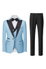 Load image into Gallery viewer, Black Grey 3 Piece Peak Lapel One Button Men&#39;s Suits