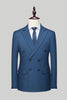 Load image into Gallery viewer, Navy Pinstriped Peak Lapel 2 Piece Men&#39;s Formal Suits