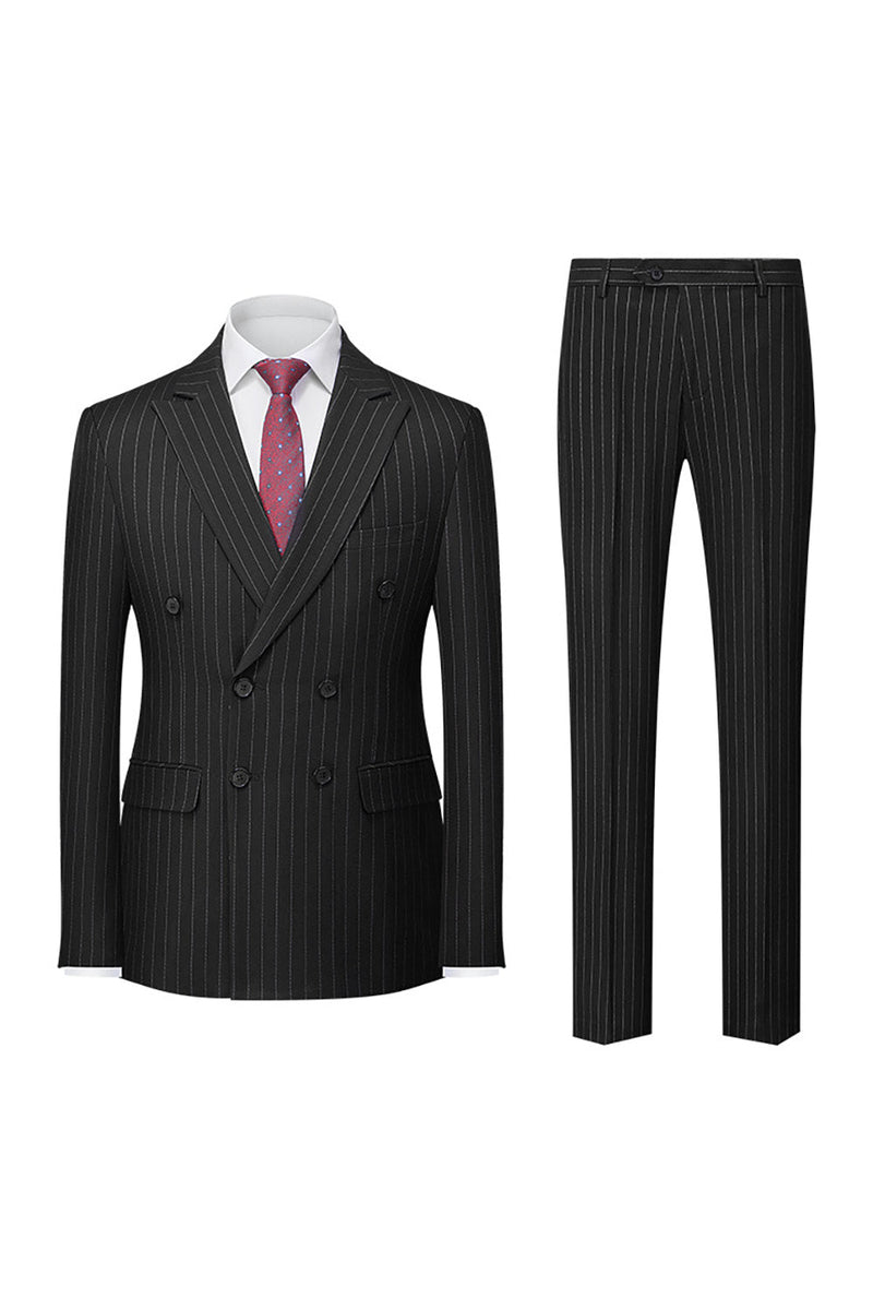 Load image into Gallery viewer, Black Peak Lapel 2 Piece Men Suits