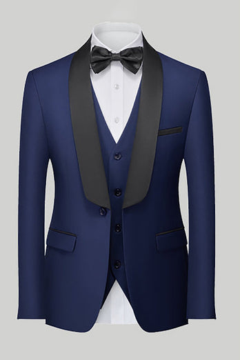 Royal Blue 3 Piece Shawl Lapel Men's Prom Suits