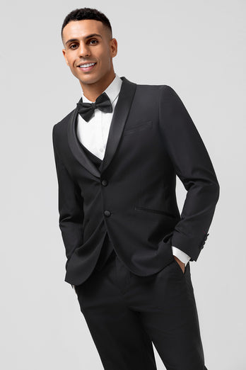 Black Shawl Lapel Three-Pieces Men's Prom Suits