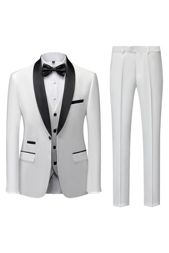 Black Shawl Lapel 3-Pieces Slim Fit Men's Suits