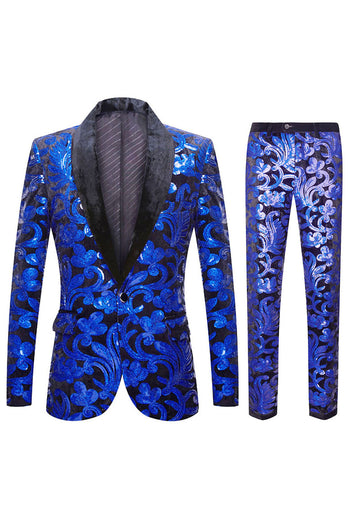 Red Sequins Men's 2 Pieces Suits