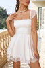 Load image into Gallery viewer, A Line White Lace Square Neck Graduation Dress