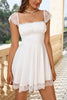 Load image into Gallery viewer, A Line White Lace Square Neck Graduation Dress