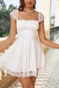 Load image into Gallery viewer, A Line White Lace Square Neck Graduation Dress