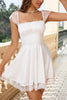 Load image into Gallery viewer, A Line White Lace Square Neck Graduation Dress