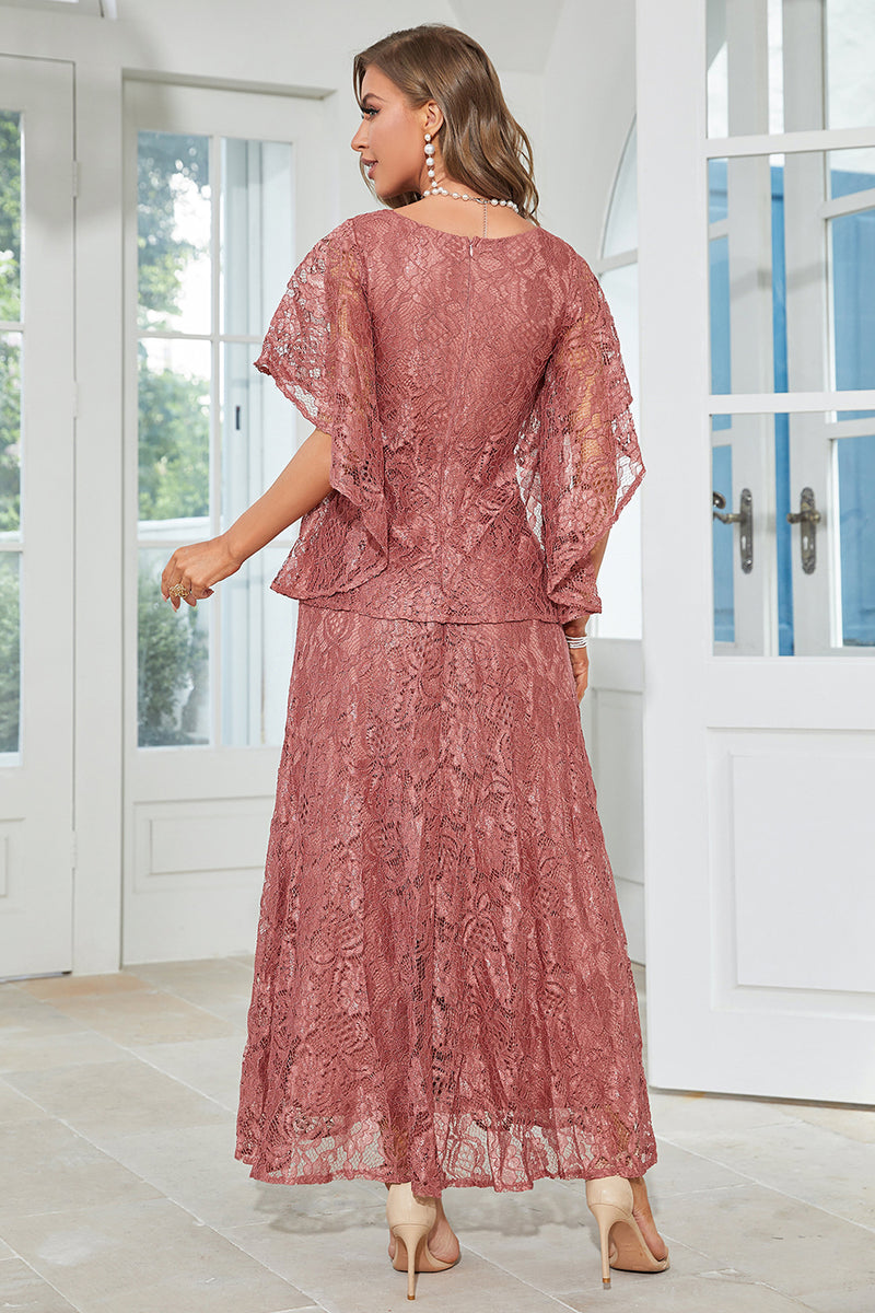 Load image into Gallery viewer, Lace Dusty Rose Mother of Bride Dress