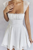 Load image into Gallery viewer, Cute A-Line Lace Cap Sleeves White Graduation Dress