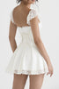 Load image into Gallery viewer, Cute A-Line Lace Cap Sleeves White Graduation Dress