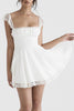 Load image into Gallery viewer, Cute A-Line Lace Cap Sleeves White Graduation Dress