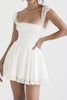 Load image into Gallery viewer, Cute A-Line Lace Cap Sleeves White Graduation Dress