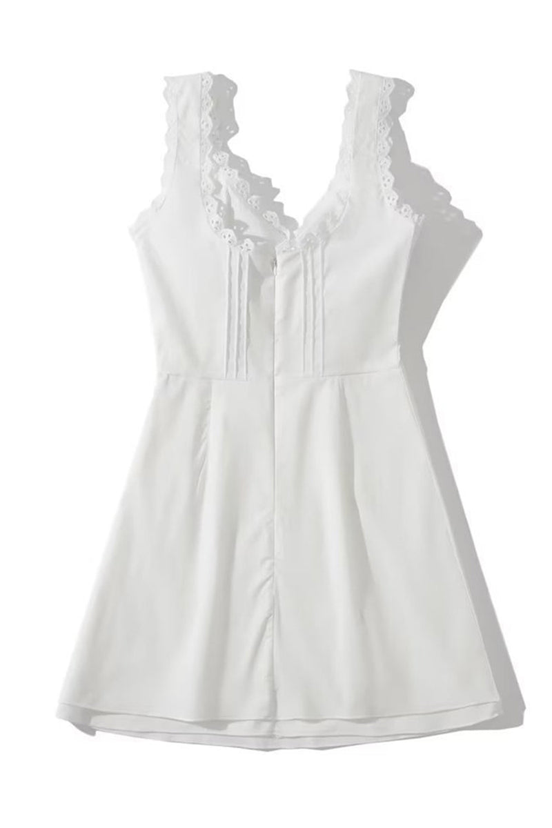 Load image into Gallery viewer, A-line Little White Dress with Lace