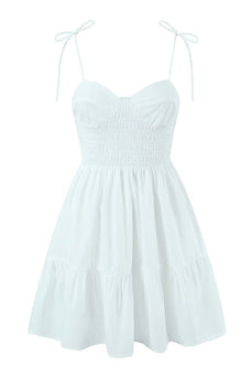 Cute Spaghetti Straps White Mini Graduation Dress