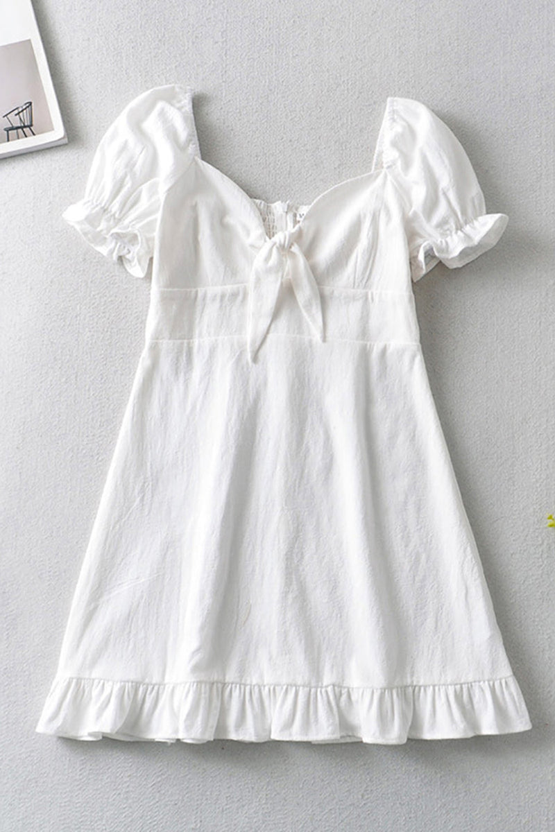 Load image into Gallery viewer, Fit And Flare White Mini Graduation Dress