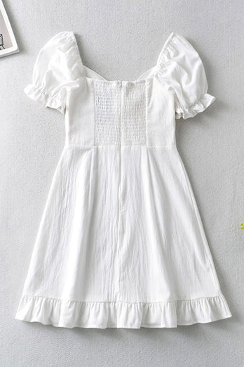 Fit And Flare White Mini Graduation Dress