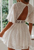 Load image into Gallery viewer, Boho Half Sleeves Keyhole Back White Mini Beach Dress