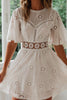 Load image into Gallery viewer, Boho Half Sleeves Keyhole Back White Mini Beach Dress