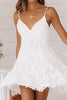 Load image into Gallery viewer, Simple Spaghetti Straps White Lace Mini Graduation Dress