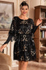 Load image into Gallery viewer, Sparkly Black Sequins Flapper Dress with Batwing Sleeves