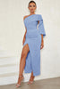 Load image into Gallery viewer, Blue One Shoulder Bodycon Long Prom Dress